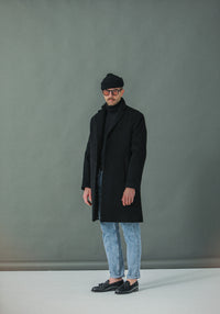 Manteau Long Laine & Cachemire Noir